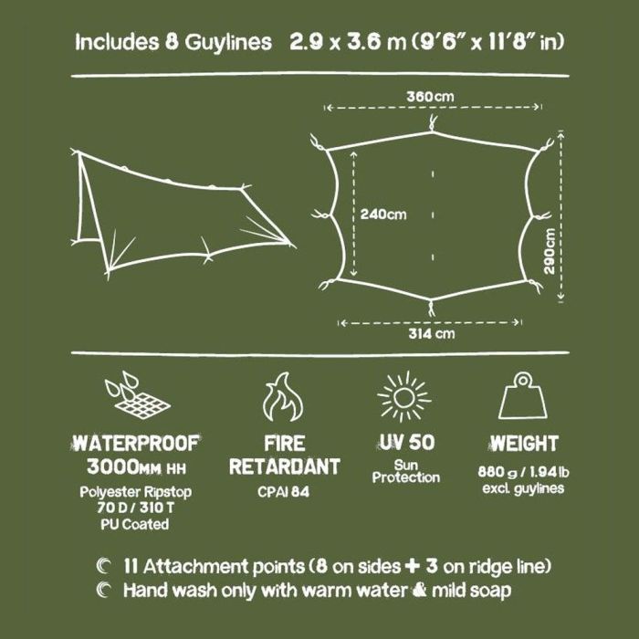 Tarp 2.9 x 3.6 mtr. Completely waterproof, even in the heaviest
