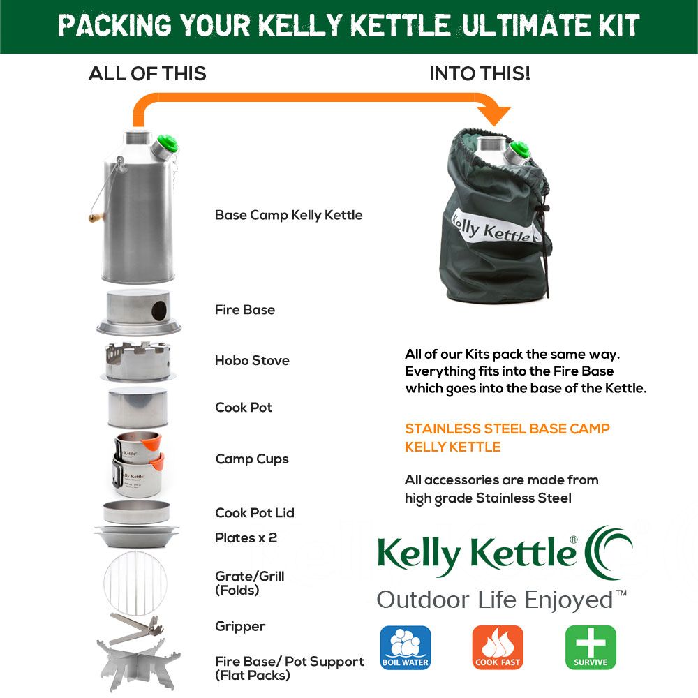 Kelly Kettle stainless steel Camp stove and quality camping kettle